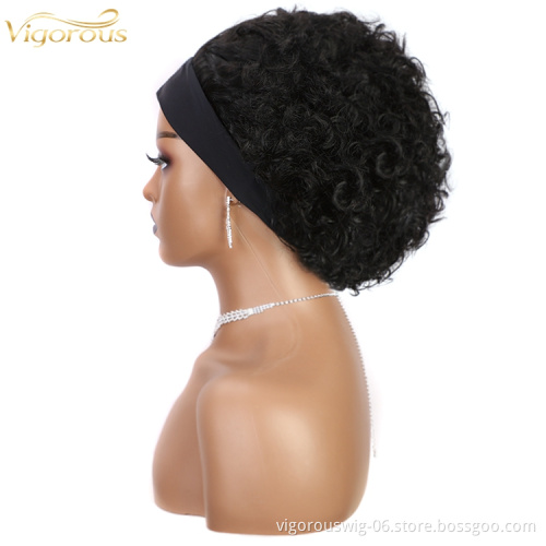 Vigorous vendor water wave wholesale cheap pixie cut short natural raw mink brazilian human hair grip headband wigs